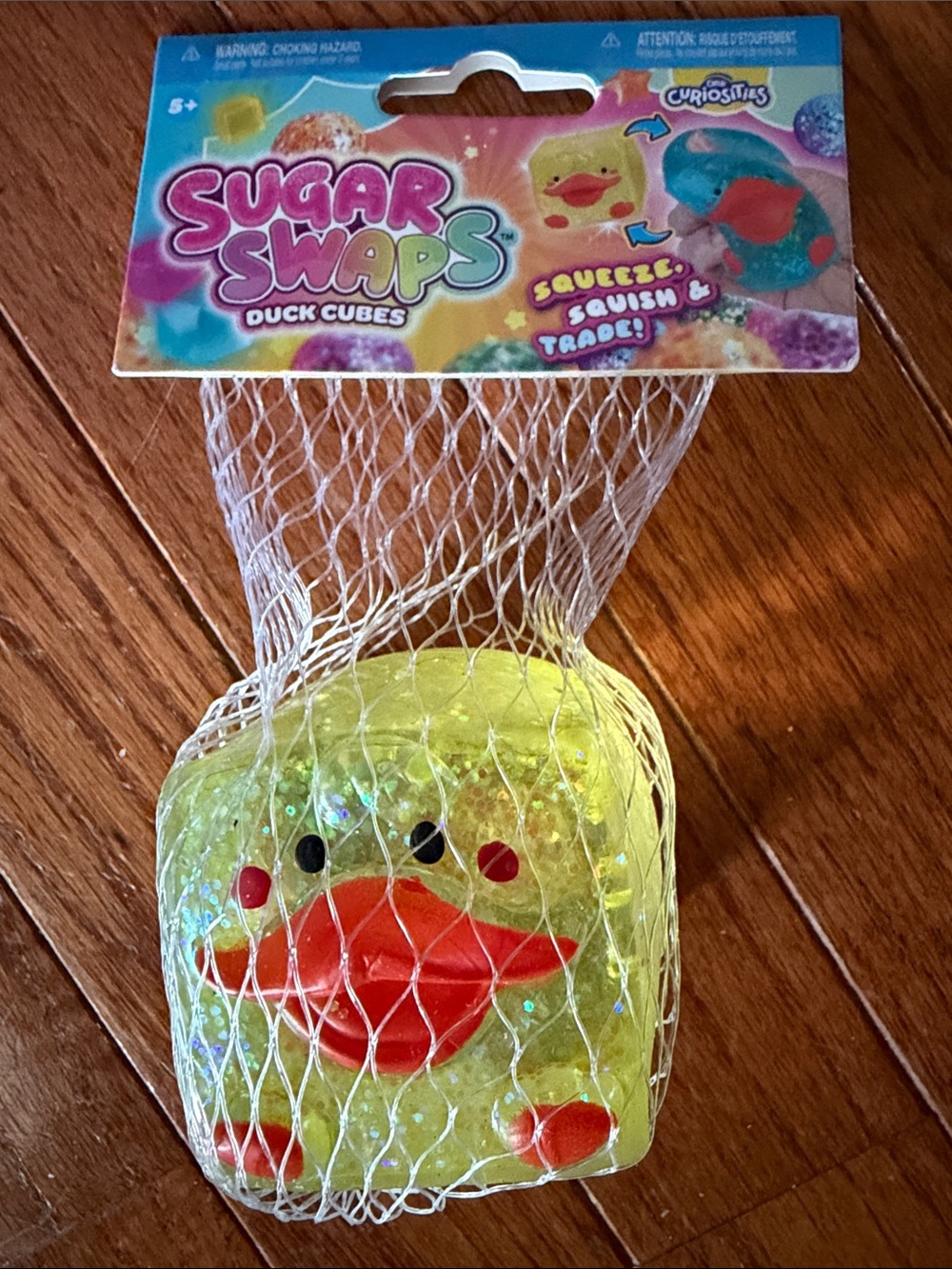 Duck Cubes Squeeze Toy - Yellow Glitter Duck